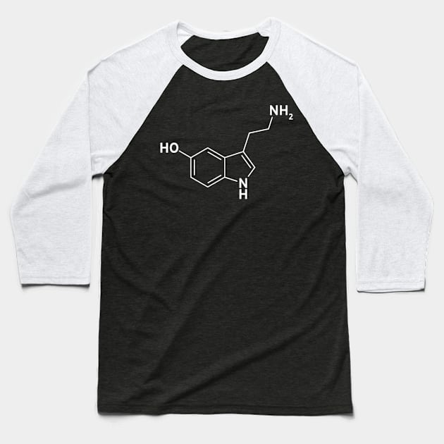 Structure Of Serotonin Happiness Hormone Chemistry Baseball T-Shirt by marjaalvaro